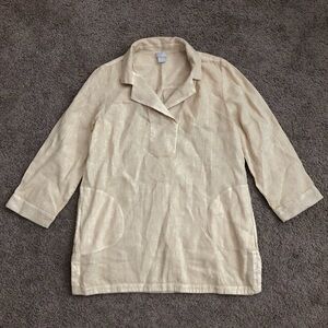 Chico’s Linen Beige Shirt Womens Size 1 (M/8)
